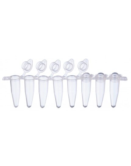 0.2ml 8-strip PCR tube with attached individual Domed cap, Natural, 120strips/bag